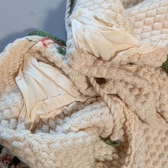 Vintage unbranded cardigan knit embroidered shamrocks clovers open front medium - Picture 5 of 8